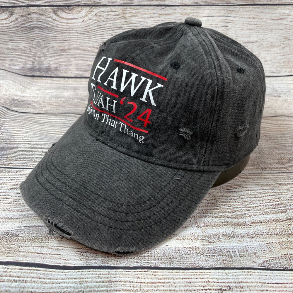 Hawk Tuah ‘24 - Gray Distressed Strapback - NWOT